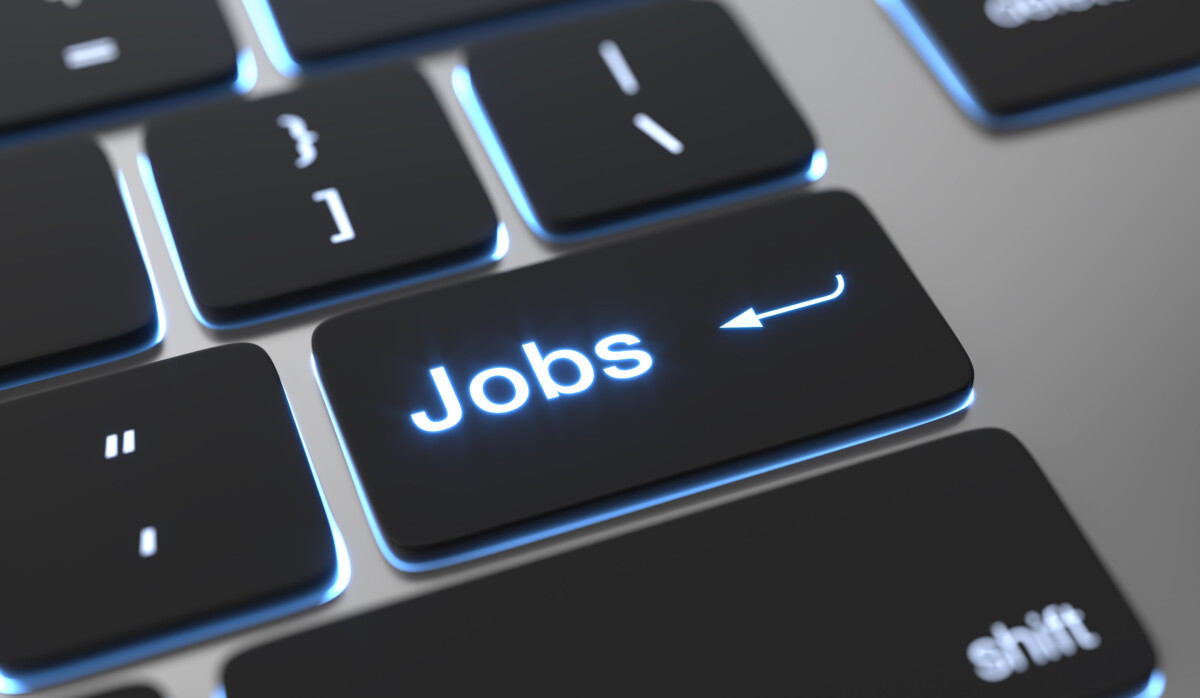 Jobs text on keyboard button.