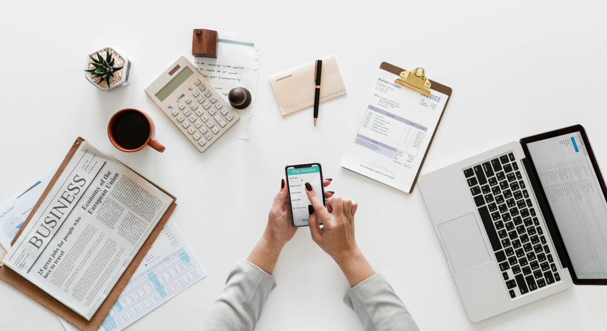 Flat lay of business concept Flat lay of business concept